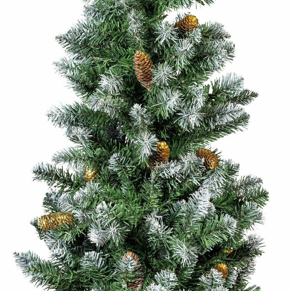 Plow & Hearth Shades of Emerald Tree Artificial LED Pine Cone in Pot, 47”H