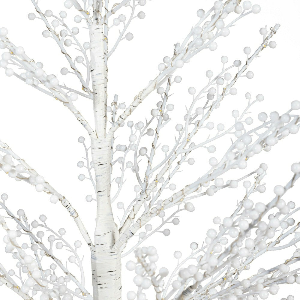 Plow & Hearth Winter Grove Tree White Berry LED Tree, 48"