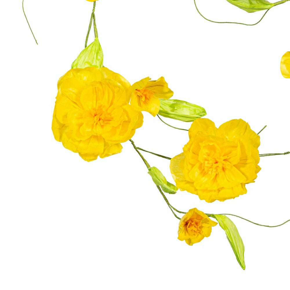 Plow & Hearth What She Shed Hanging Decor Paper Garland Yellow Flower, 65"L