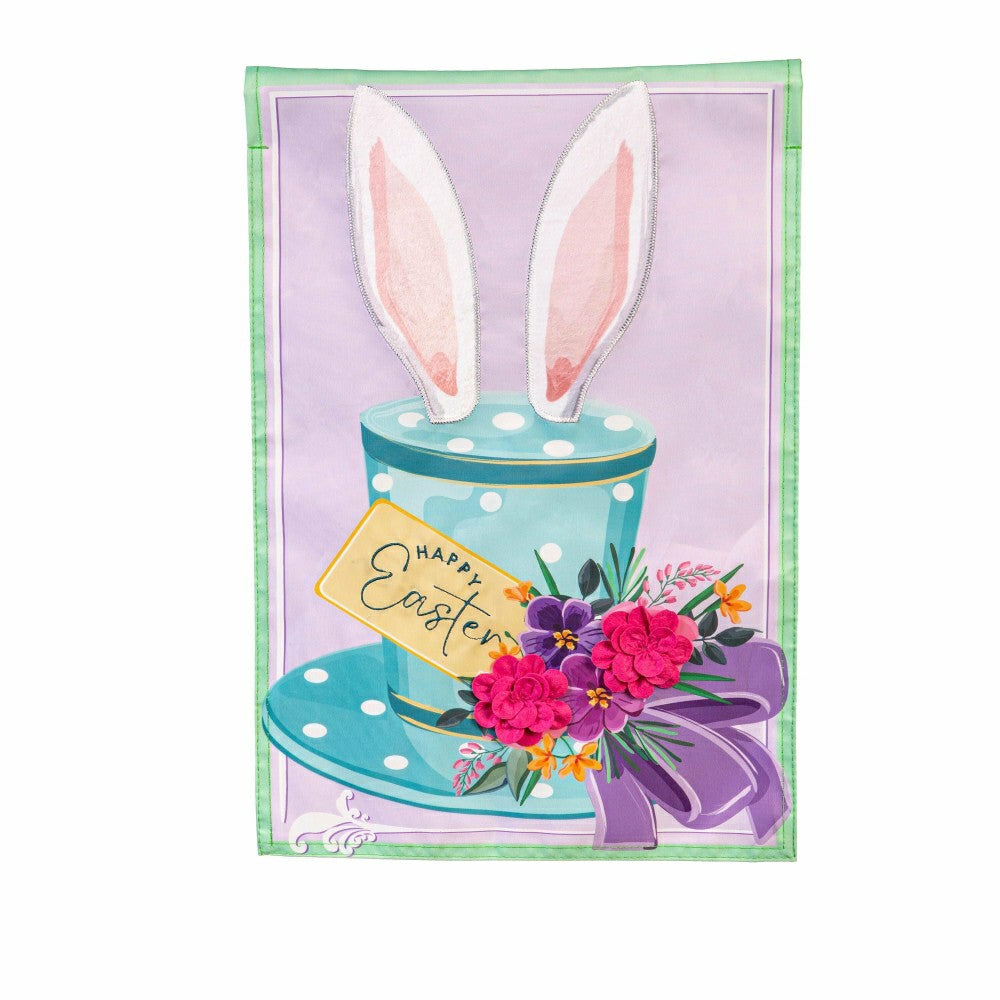Plow & Hearth Happy Easter Floral Hat Applique House Flag