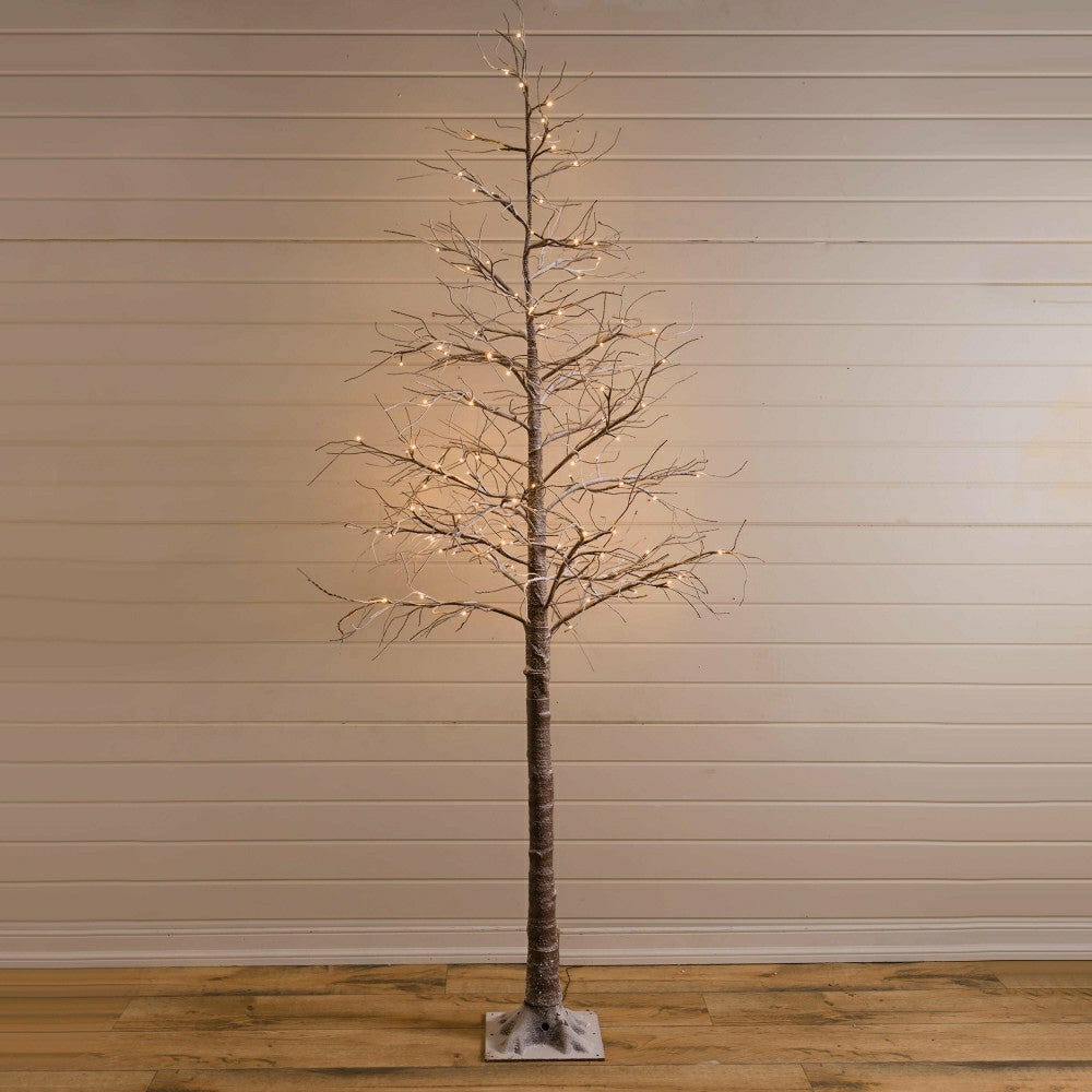 Plow & Hearth Large Indoor/Outdoor Snowy Lighted Tree, 8'H with 120 Lights
