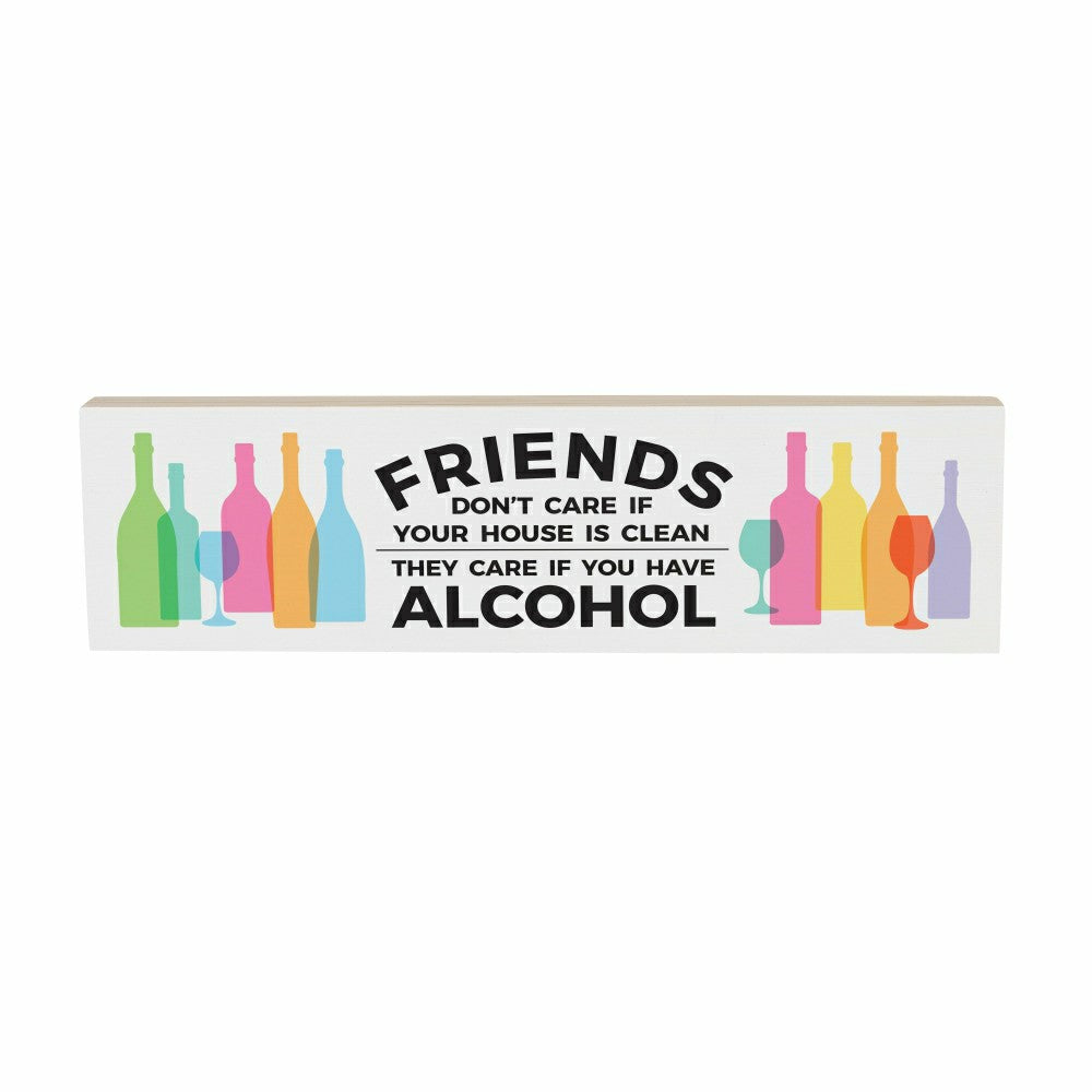 Plow & Hearth Just For Laughs Table Decor Wood Mantle Sign Wine Friends Alcohol, 18"