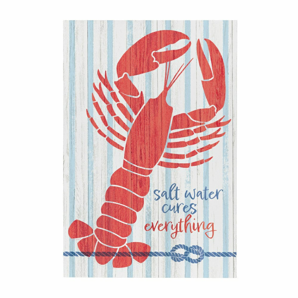 Plow & Hearth Coastal Wooden Wall Art Salt Water Lobster 16x24"