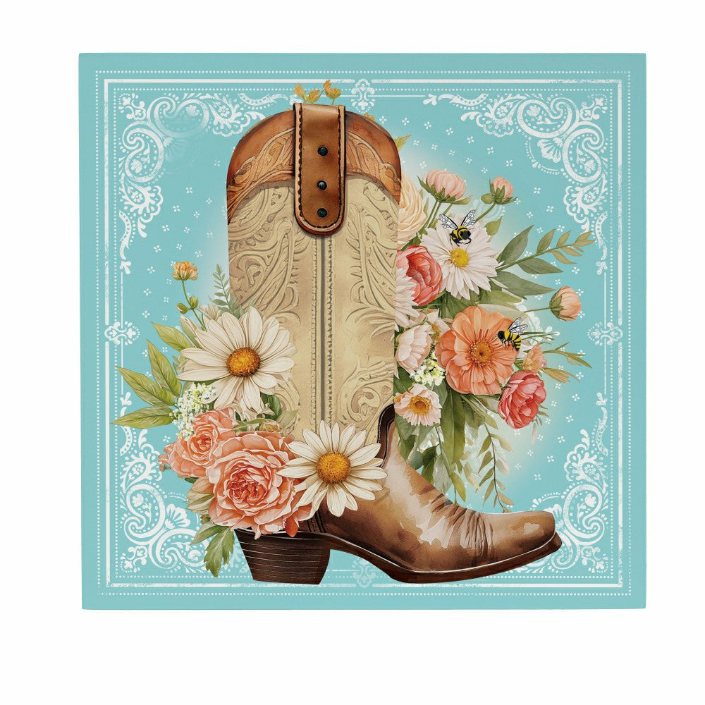 Plow & Hearth Petal & Plow Indoor Wall Decor, Cowboy Boots, 12" L x 12" H