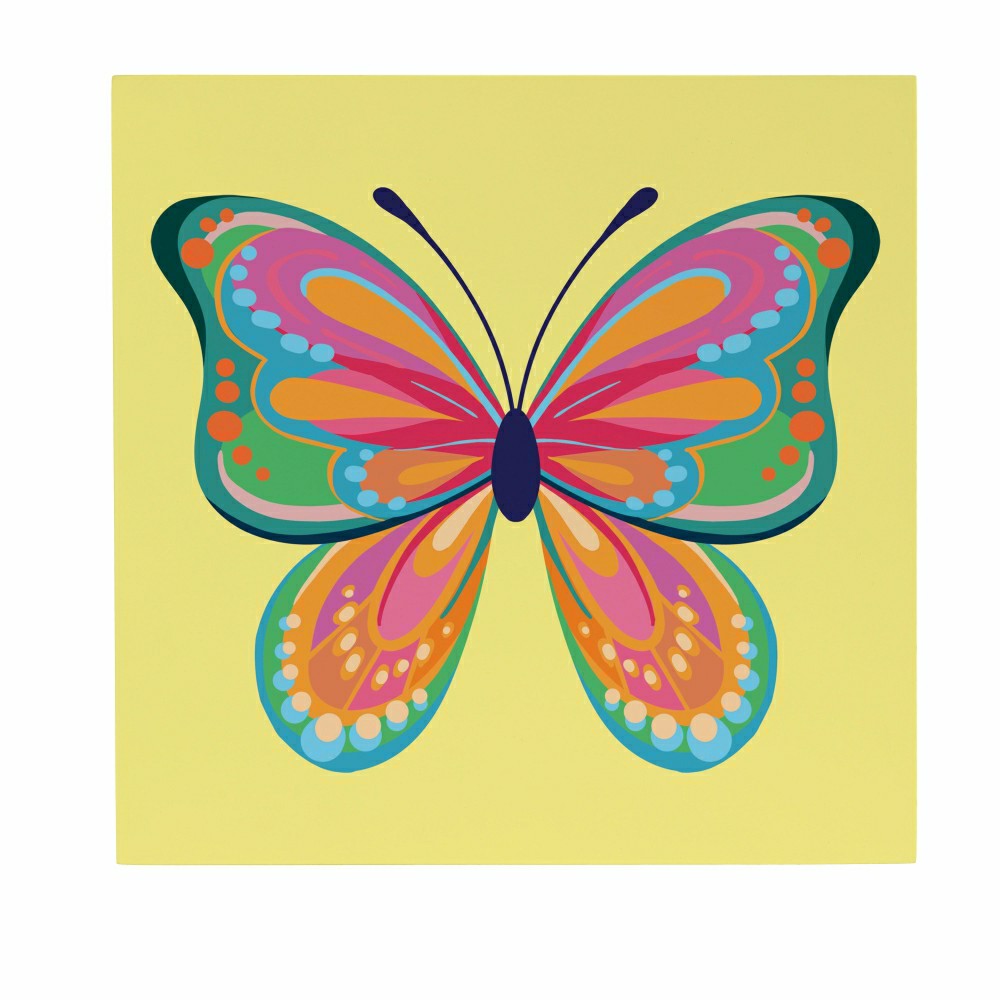 Plow & Hearth Bunny Blooms Indoor Wall Decor, Pink Butterfly, 12" L x 12" H