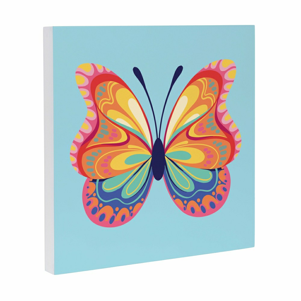 Plow & Hearth Bunny Blooms Indoor Wall Decor, Blue Butterfly, 12" L x 12" H