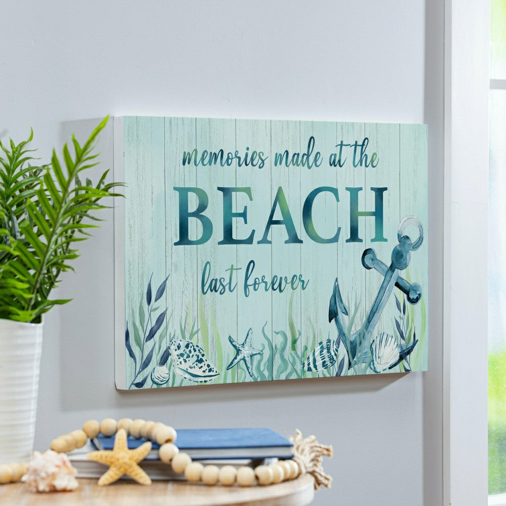 Plow & Hearth Blue Coastal Indoor Wall Decor, Memories, 24" L x 16" H