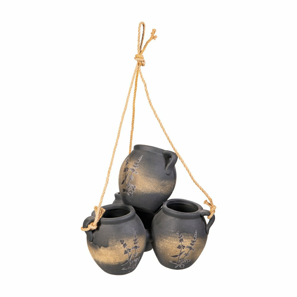 Plow & Hearth Triple Hanging Clay Pot Planter