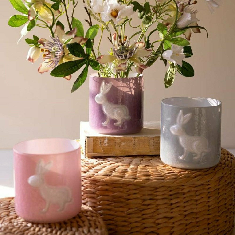 Plow & Hearth Glass Bunny Vases, Set of 3