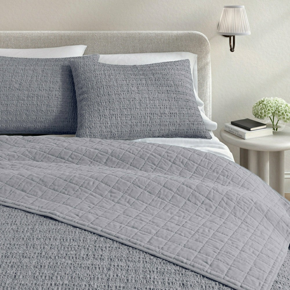 Plow & Hearth Cotton Honeycomb Waffle Garment Washed Quilt Set