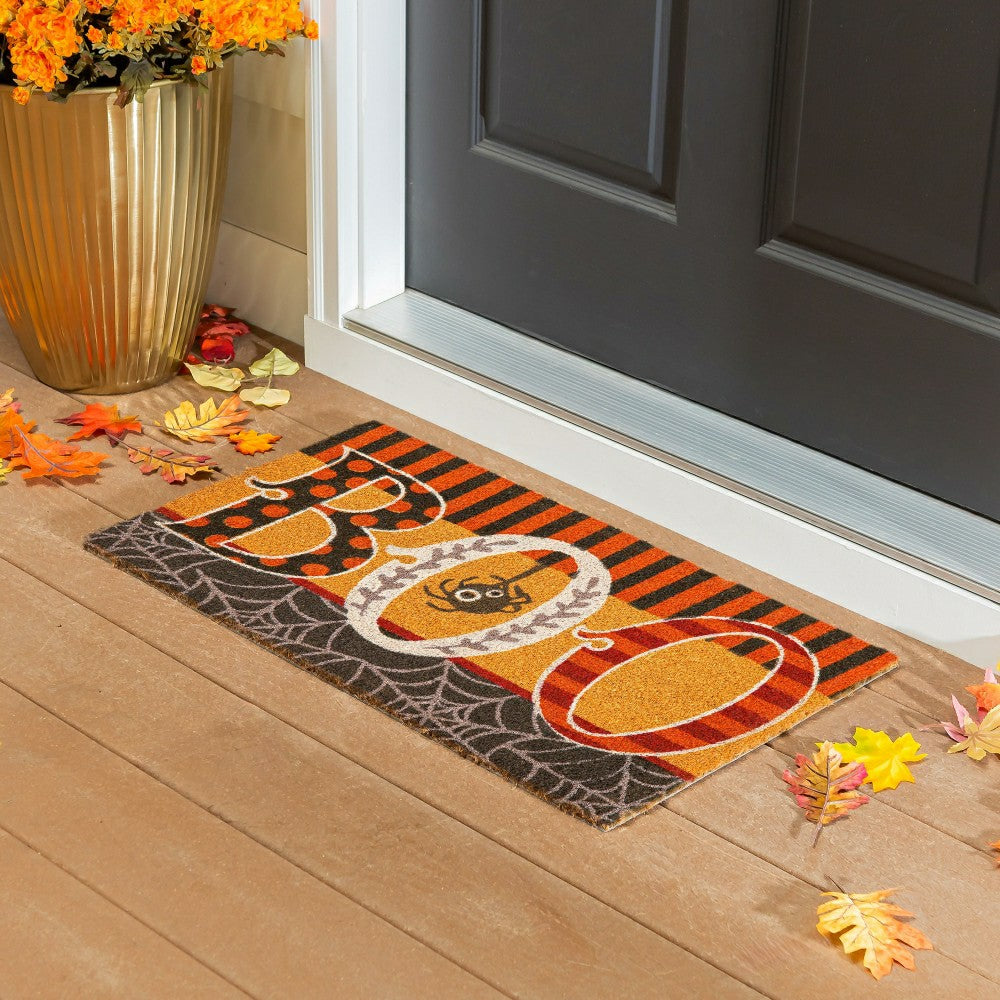 Plow & Hearth Polka Dots & Stripes Boo Coir Mat
