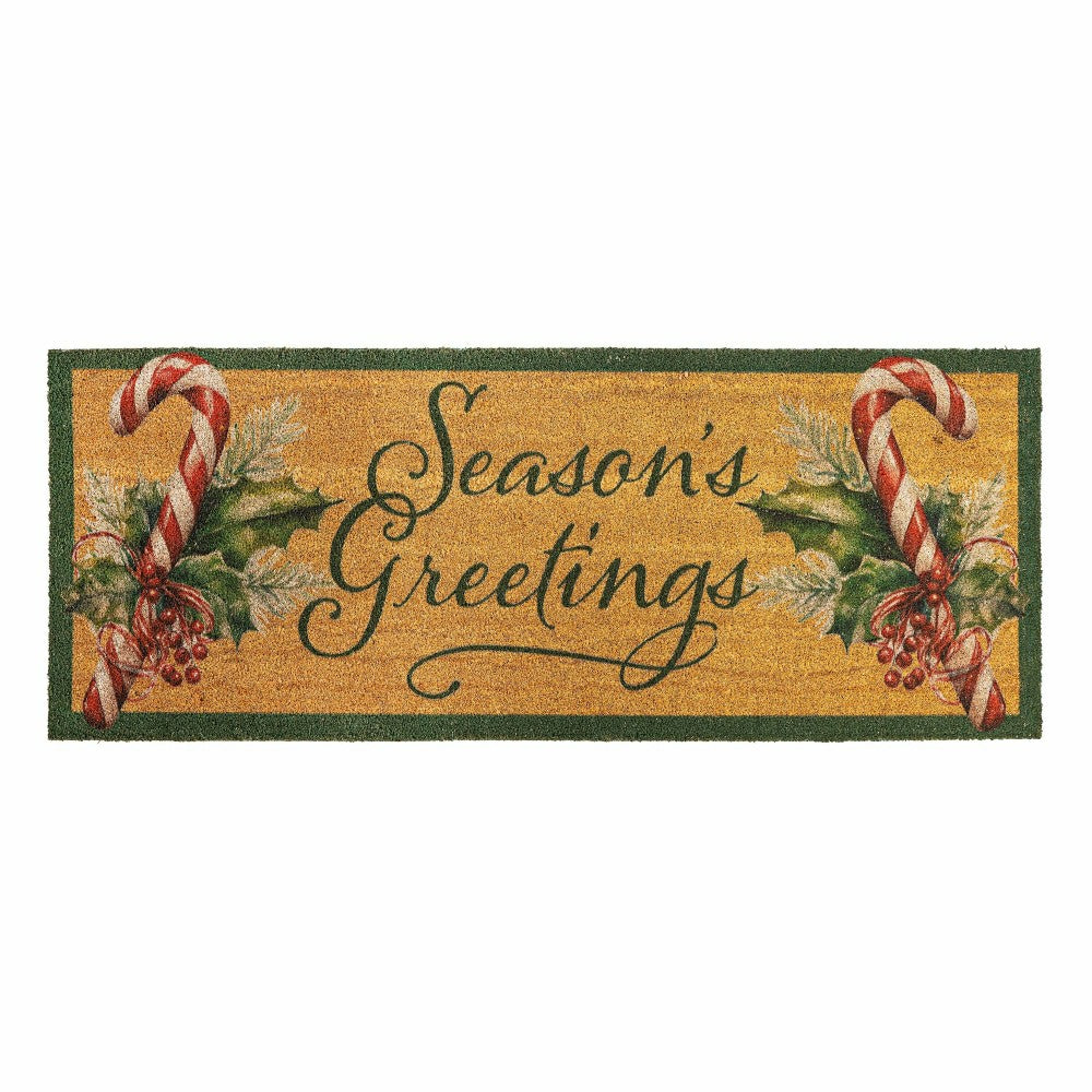 Plow & Hearth Season's Greetings, Coir Mat, 24"x60"
