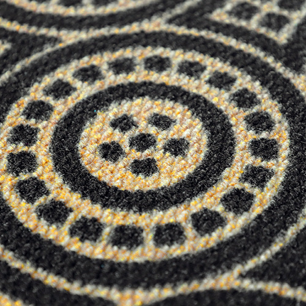 Plow & Hearth Neighburly Medallions Doormat, Black & Coir Double Door