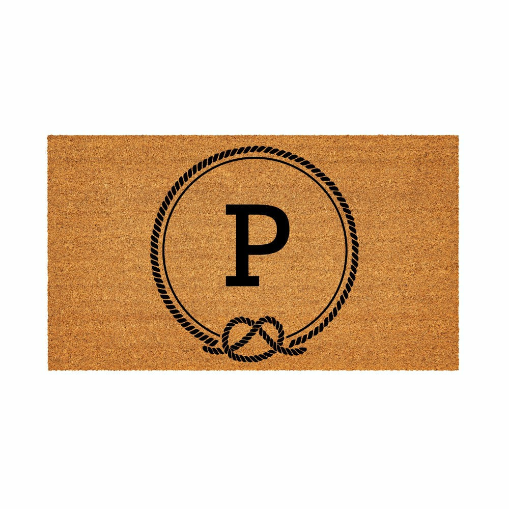 Plow & Hearth Coastal Coir Mat Nautical Monogram 28x16"