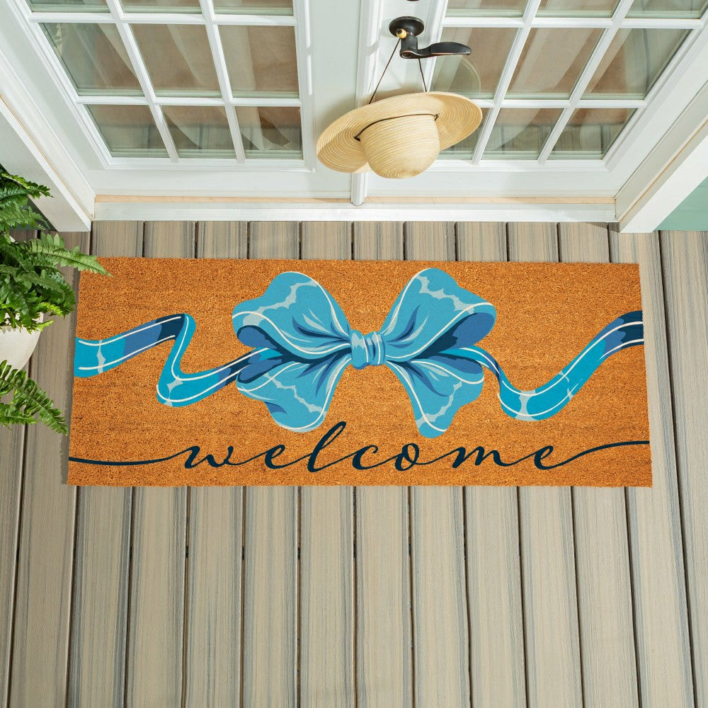Plow & Hearth Bunny Blooms Bows & Butterfly, Coir Mat, 60"x24"