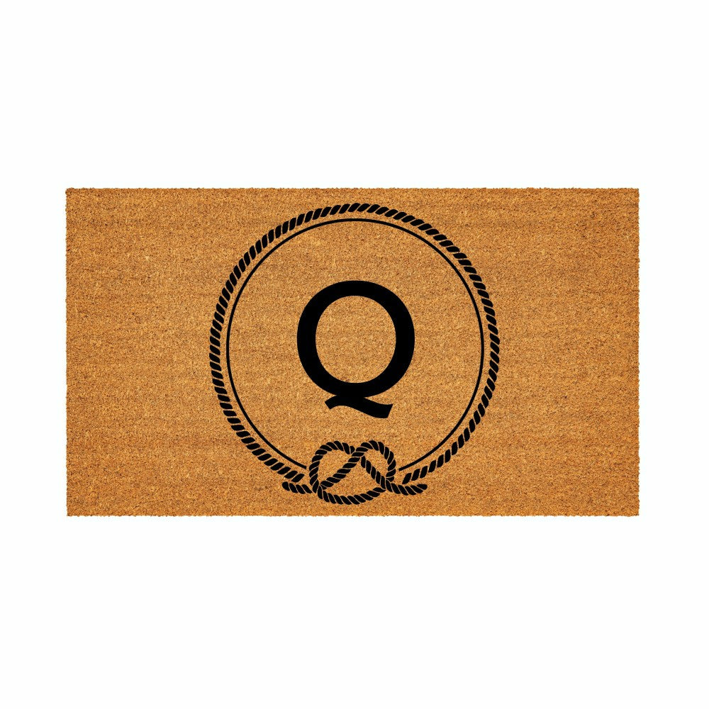 Plow & Hearth Coastal Coir Mat Nautical Monogram 28x16"