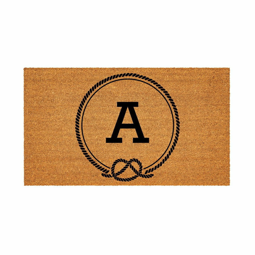 Plow & Hearth Coastal Coir Mat Nautical Monogram 28x16"