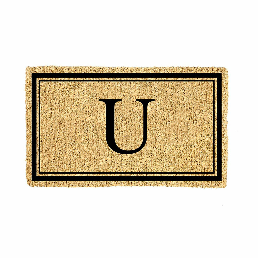 Plow & Hearth Monogram Coir Mat, Letter "U"