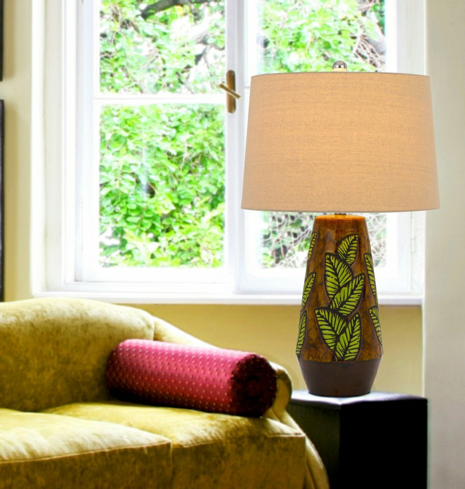 Plow & Hearth Hanson Ceramic Table Lamp with Linen Drum Shade