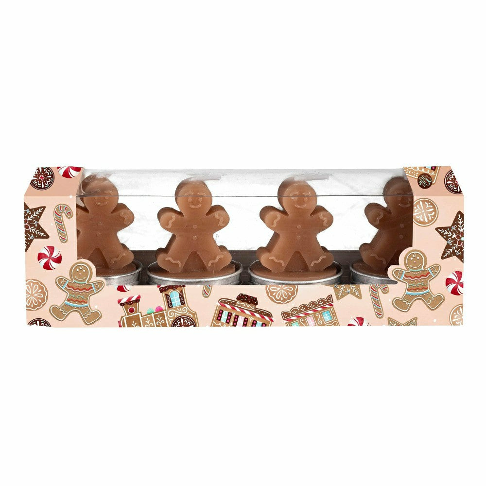 Plow & Hearth Baking Spirits Bright Candle, Gingerbread Man Shaped Wax Candle, Set o