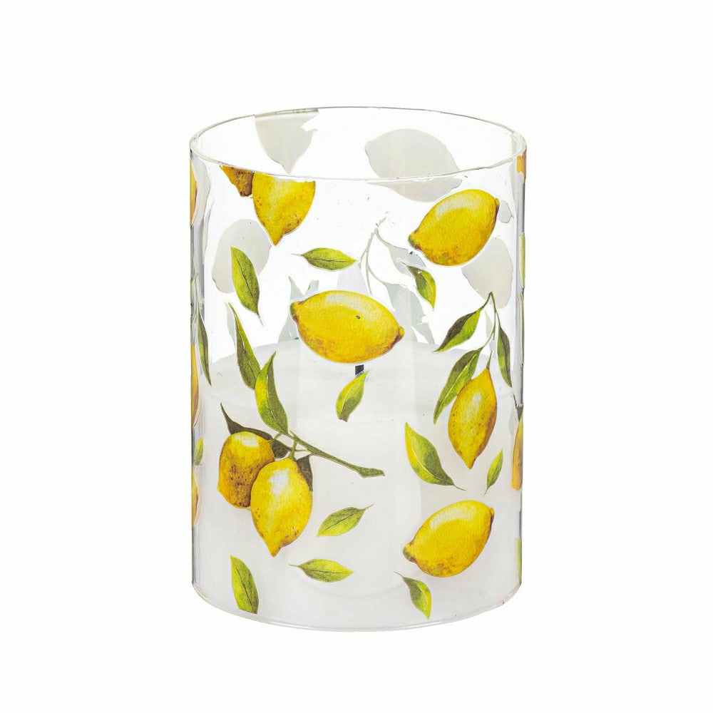 Plow & Hearth Lemon LED Glass Wax Candle Set