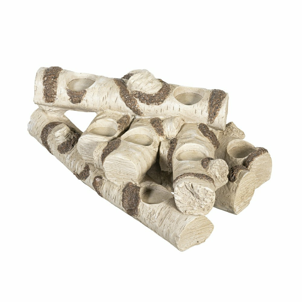 Plow & Hearth Resin Birch Logs Hearth Candle Holder