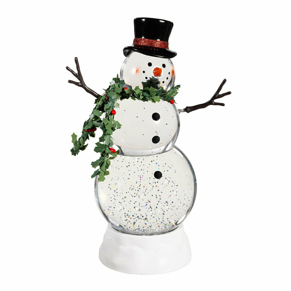 Plow & Hearth Heartfelt Cheer LED Table Decor Snowman with Spring Arms Plastic Water