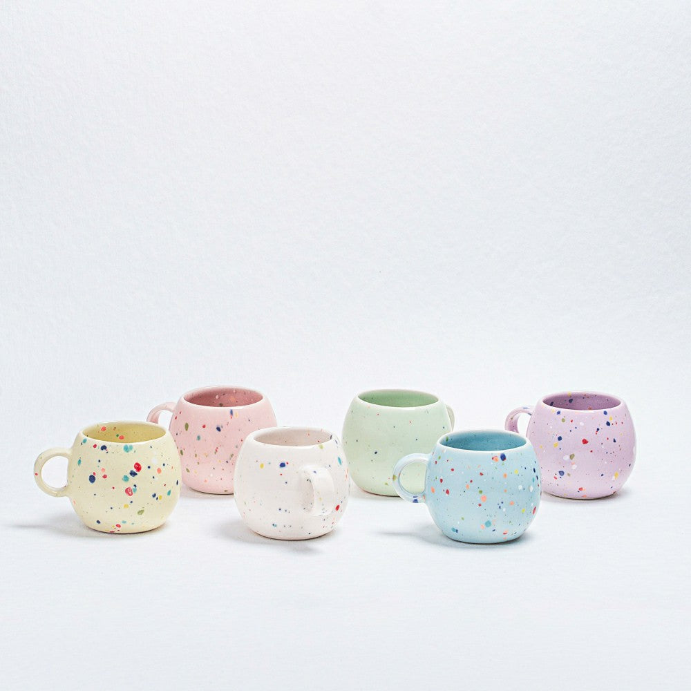 Plow & Hearth White Ball Stoneware Ceramic Mug, 8.5oz