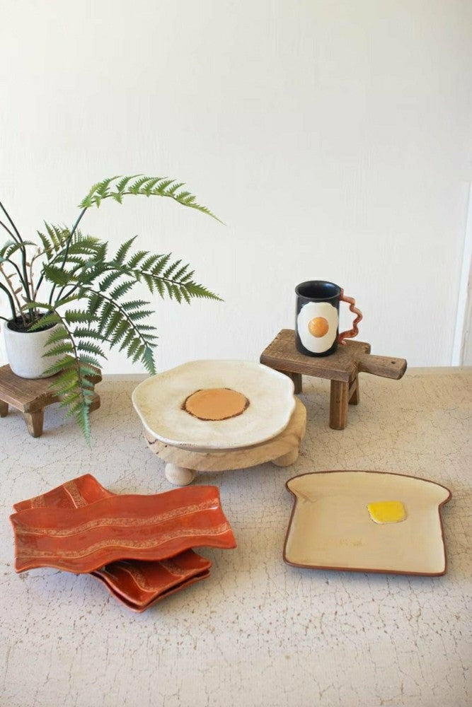 Plow & Hearth Set of 4 Ceramic Mugs - Bacon And Eggs