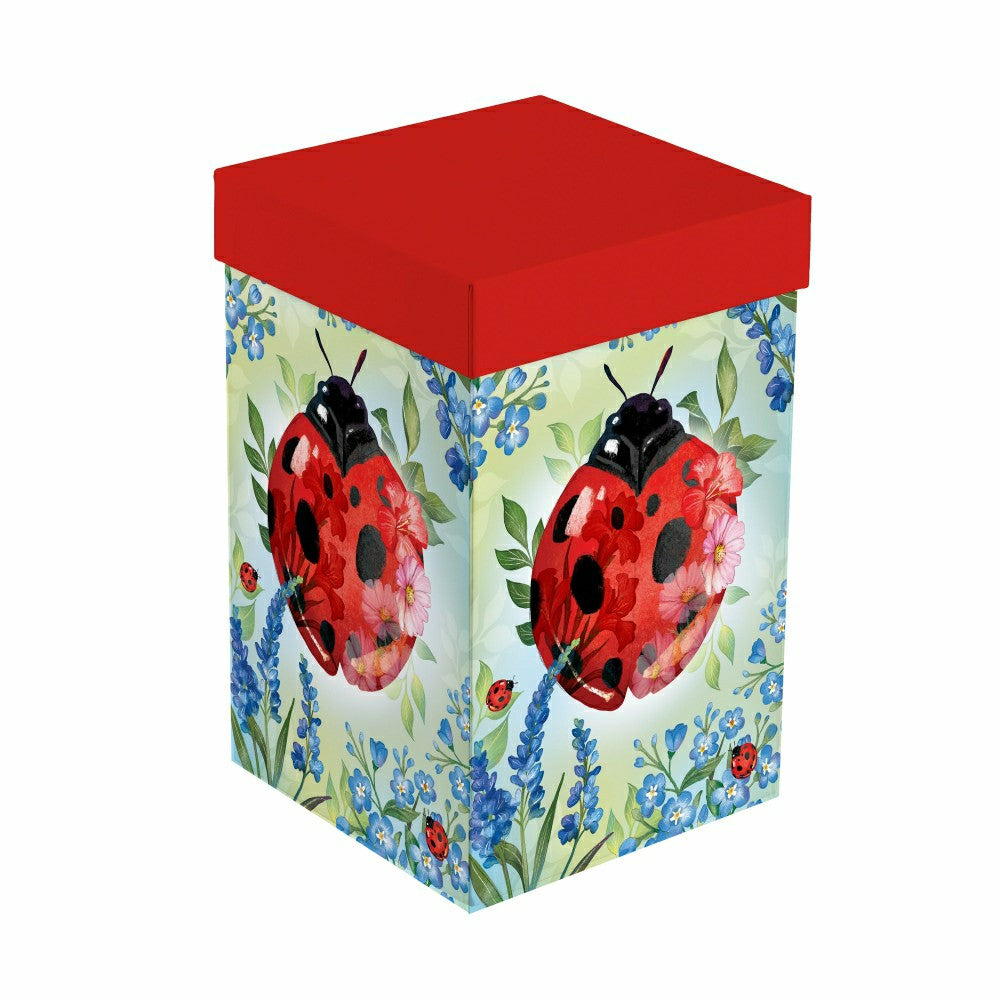Plow & Hearth Cottage Garden Ceramic Perfect Cup, Lady Bug, 17oz, Gift Box