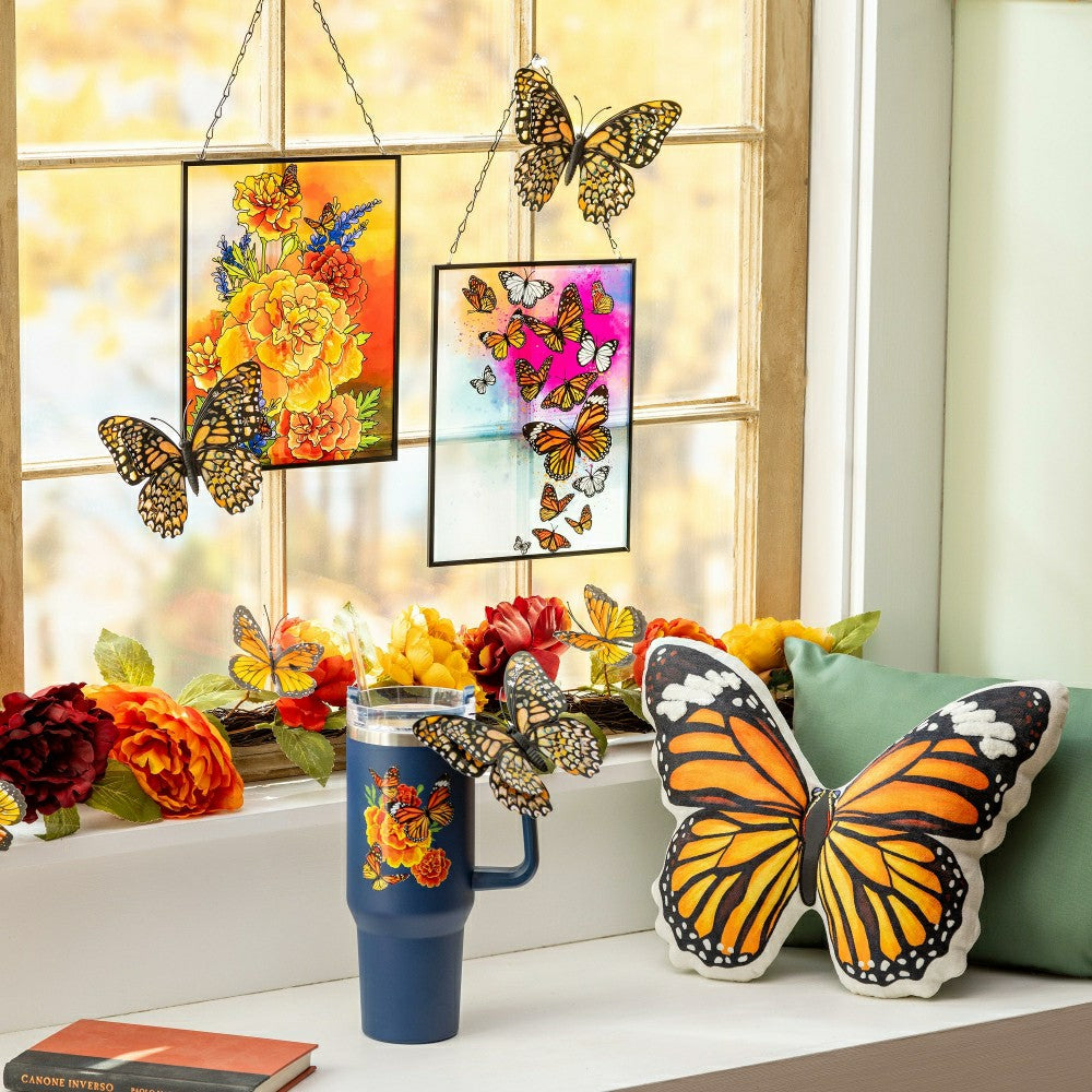 Plow & Hearth Harvest Blossom Mariposa Melody Monarch Canyon Cup, Double Wall Stainl