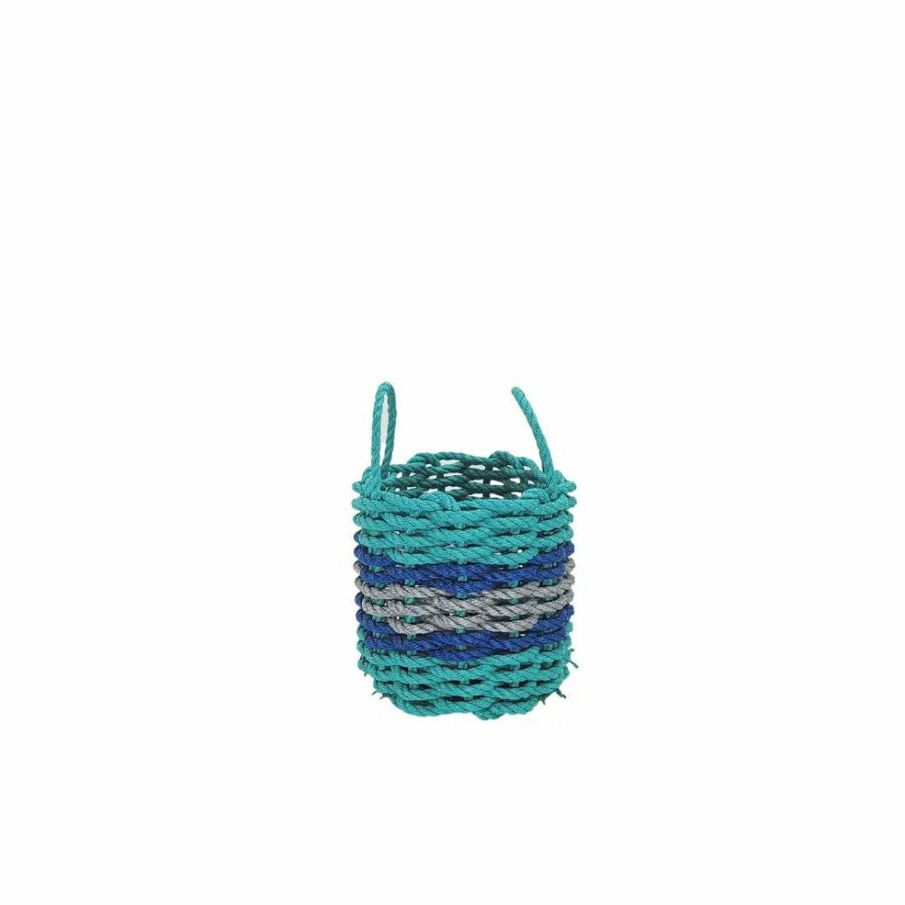 Plow & Hearth Authentic Maine Lobster Rope Storage Basket Teal and Light Gray with B