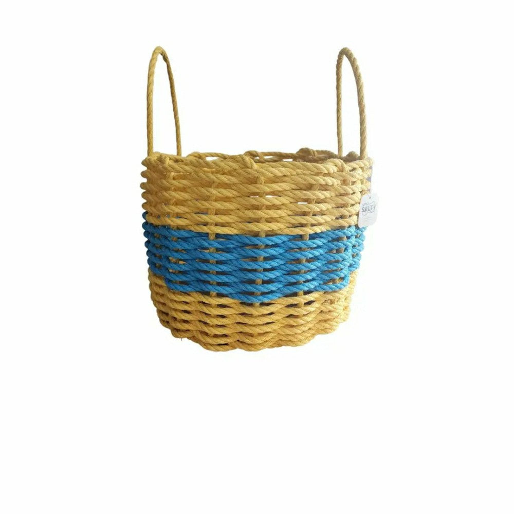 Plow & Hearth Authentic Maine Lobster Rope Storage Basket, Yellow and Light Blue