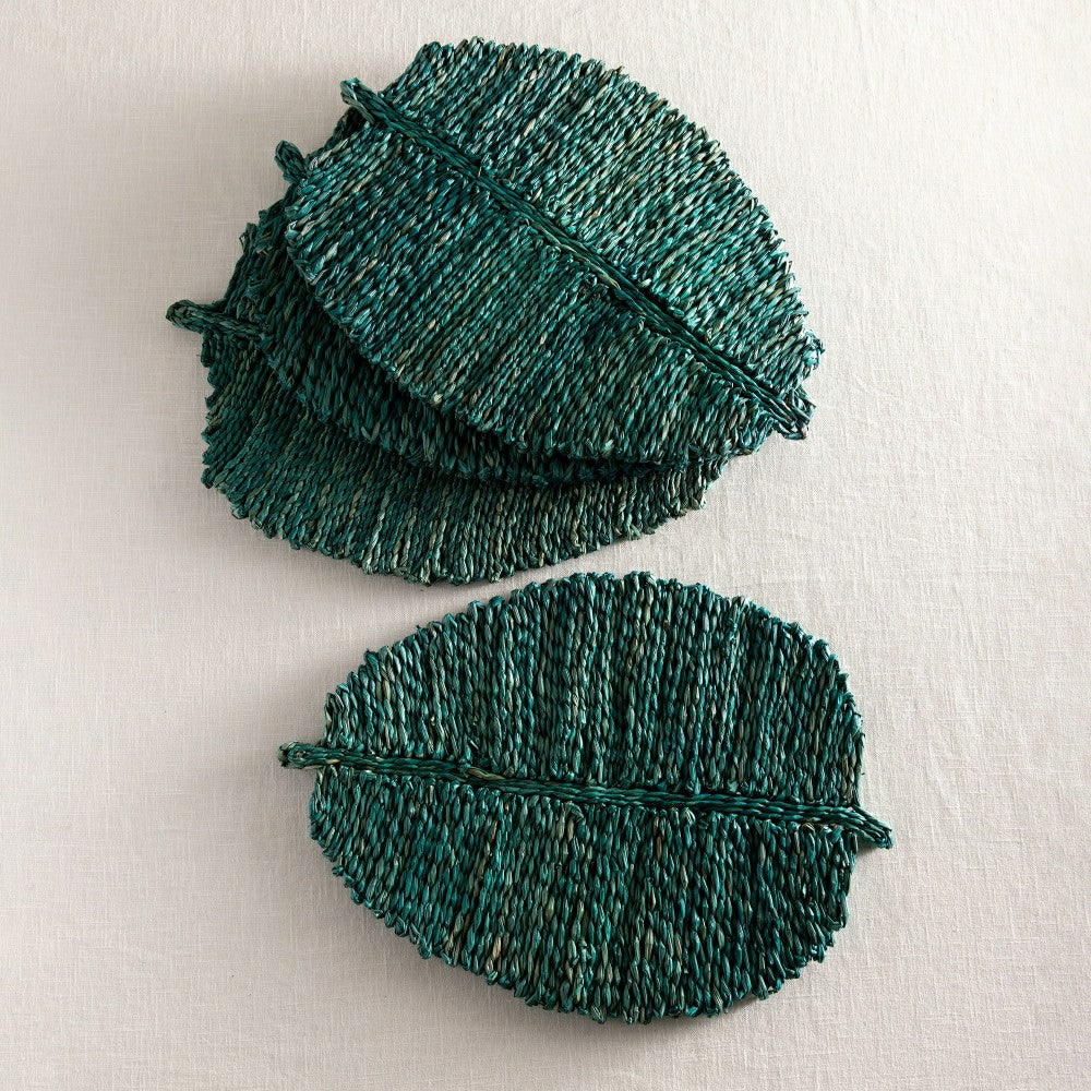 Plow & Hearth Leaf Placemats Set of 4 Green