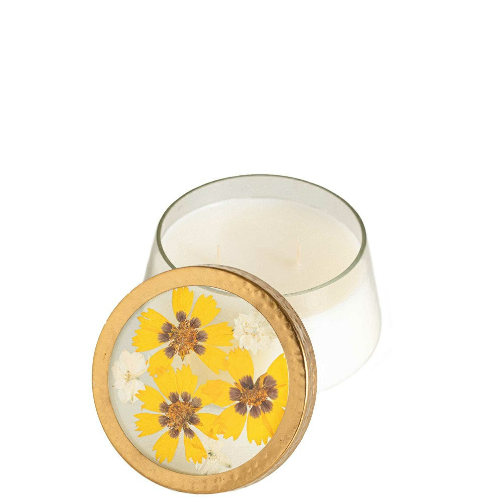 Plow & Hearth Honey Tobacco Large Pressed Floral Candle