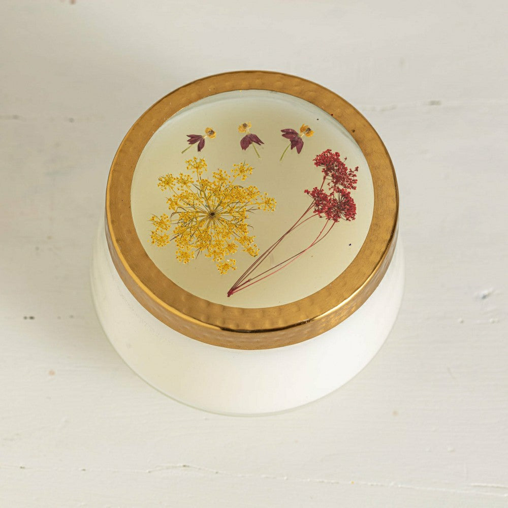 Plow & Hearth Spicy Apple Large Pressed Floral Candle