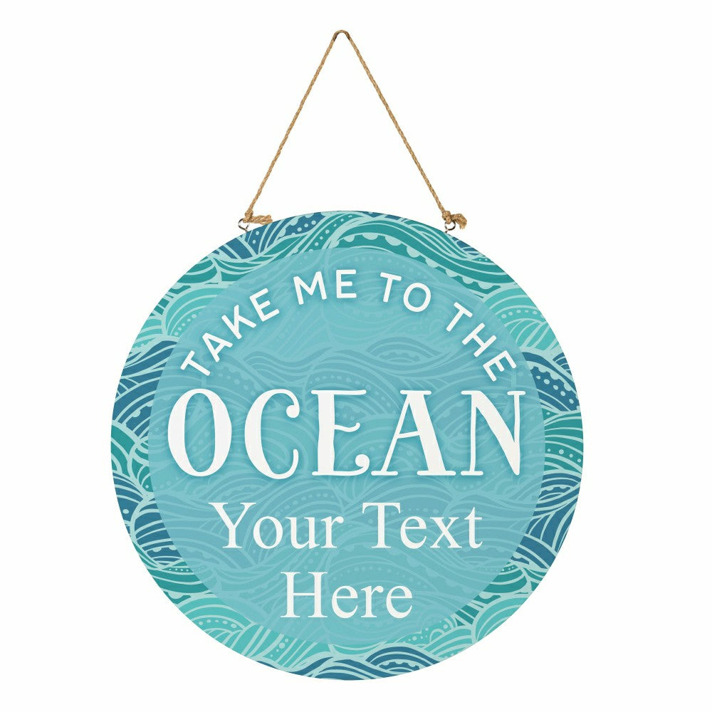 Plow & Hearth Blue Coastal Make Waves Wood Door Décor, "Take Me To The Ocean" with P