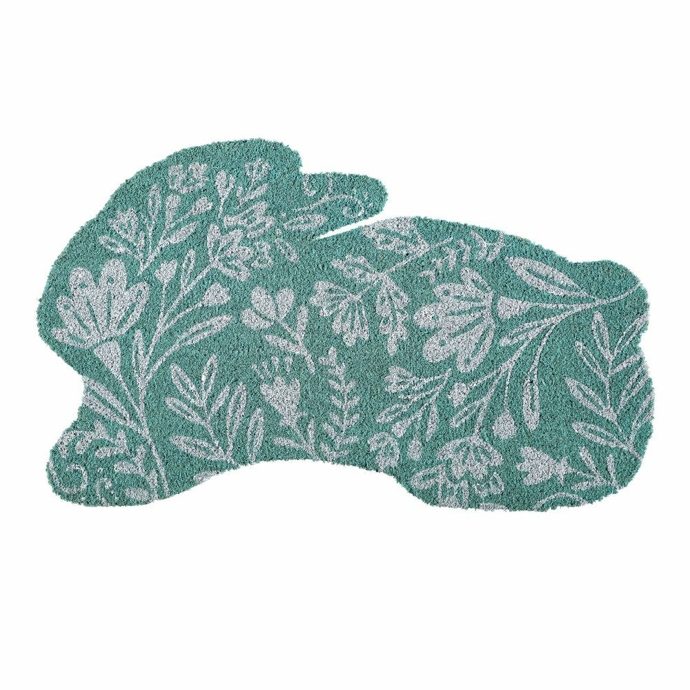 Plow & Hearth Easter Floral Bunny Shaped Coir Mat