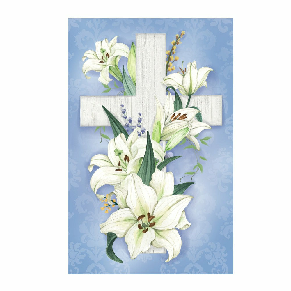 Plow & Hearth Cross Of Lilies Applique Garden Flag