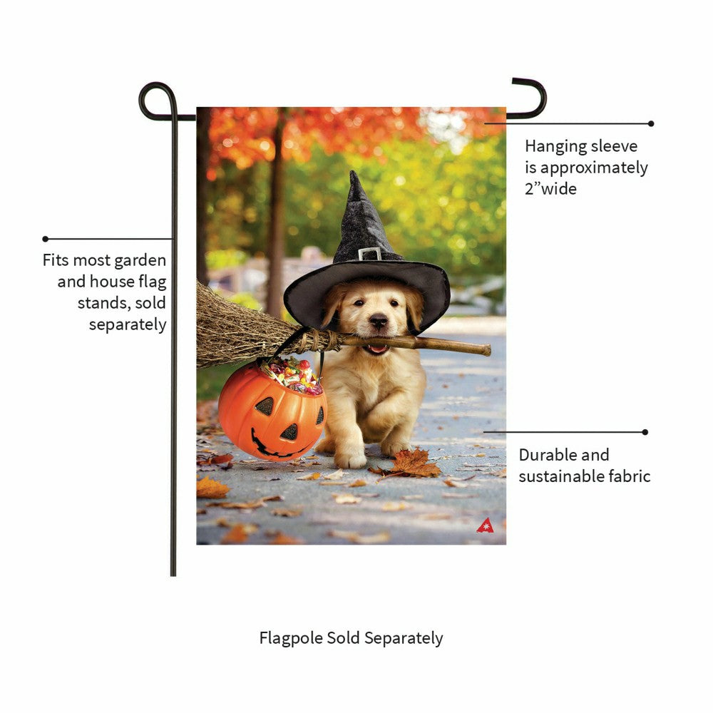Plow & Hearth Goldens With Broom Suede Garden Flag