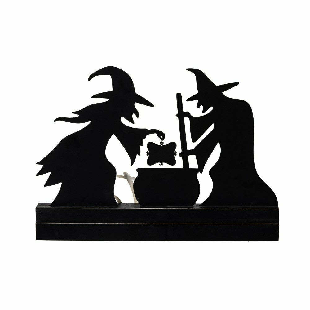 Plow & Hearth Witch Wood and Metal Table Sign, 10"H