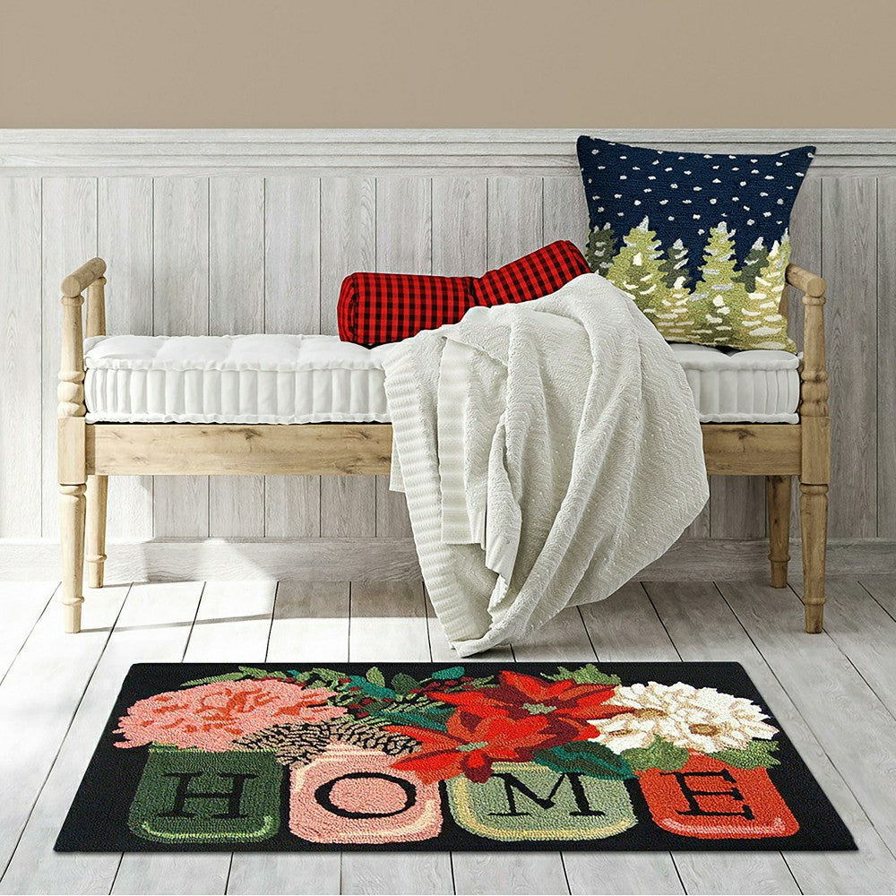 Plow & Hearth Indoor/Outdoor Hand-Hooked Holiday Bouquet Accent Rug, 30" x 48"
