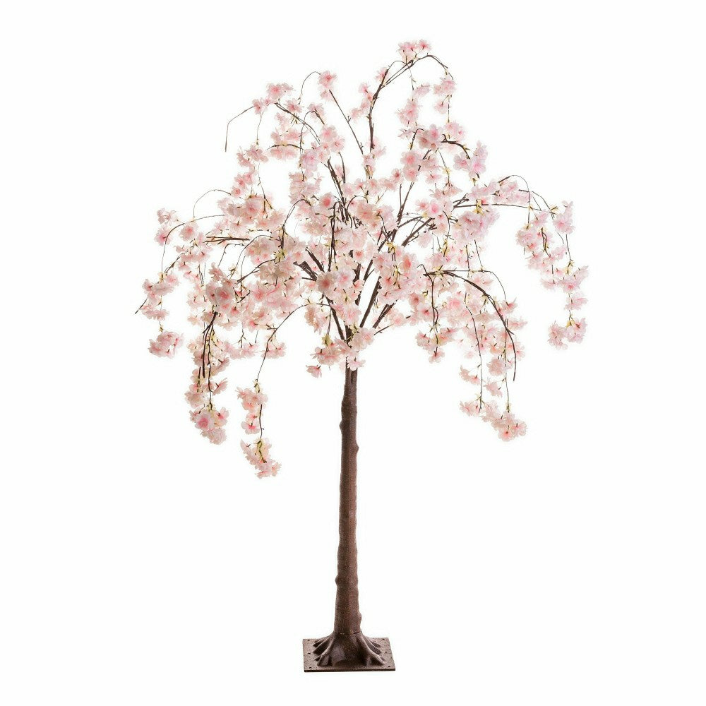 Plow & Hearth Small Lighted Faux Weeping Cherry Tree, 4'H