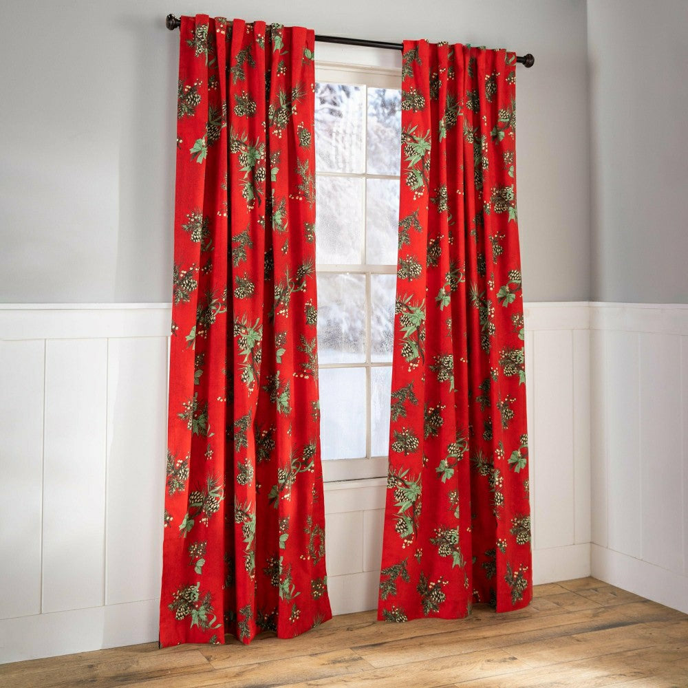 Plow & Hearth Holiday Peaceful Pine Curtains, 63"L Pair