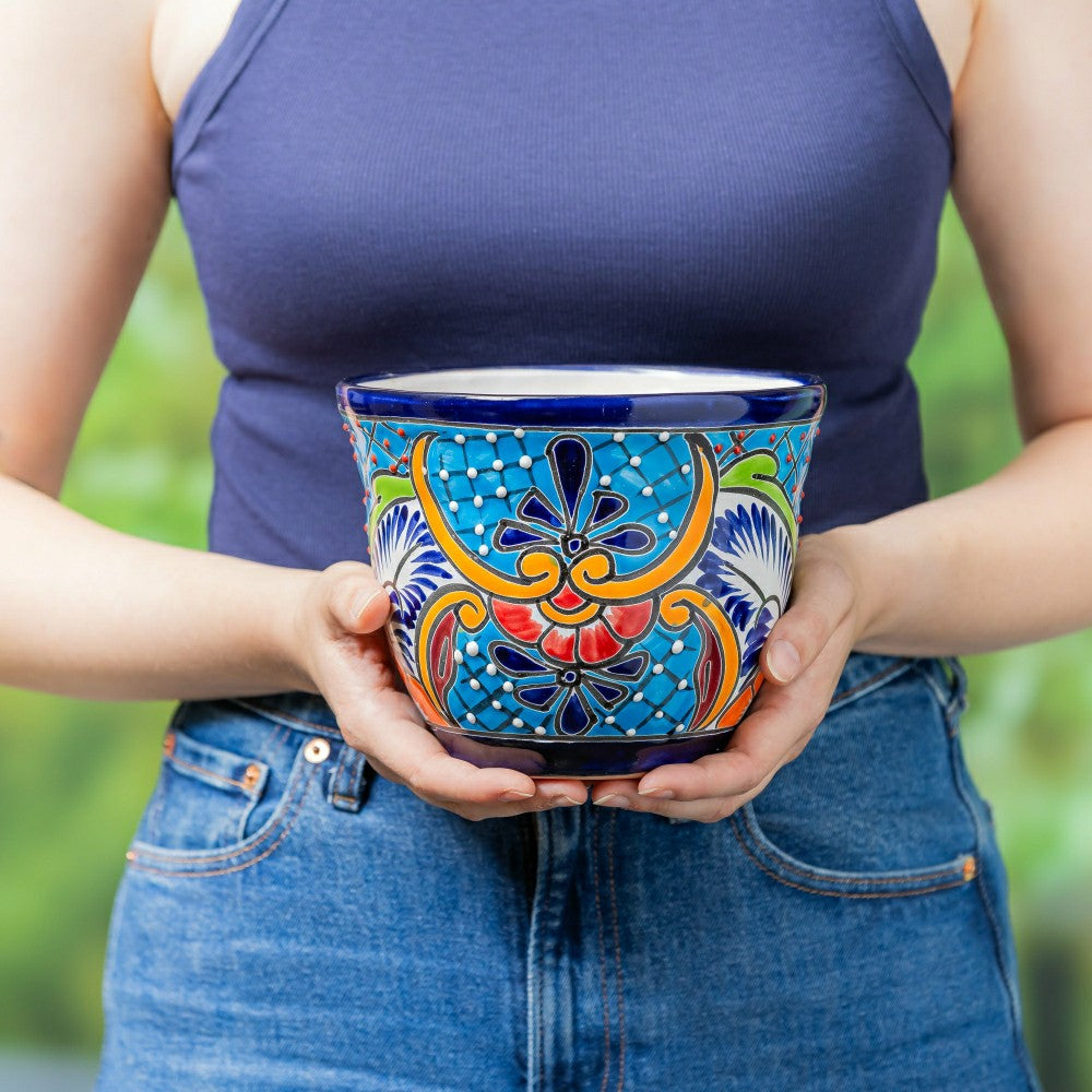Plow & Hearth Set of 2 Classic Talavera Planters