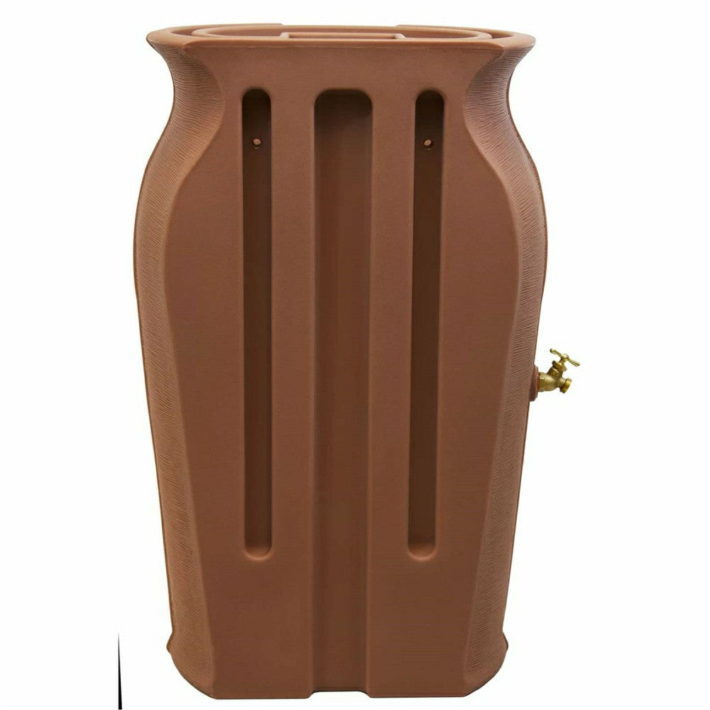 Plow & Hearth Terra Cotta 50-Gallon Plastic Urn Rain Barrel with Planter Top