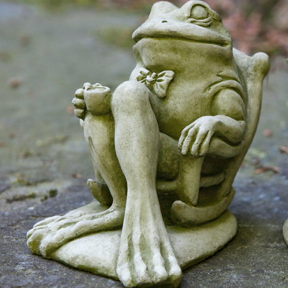 Plow & Hearth Stone Coffee Frog Statues