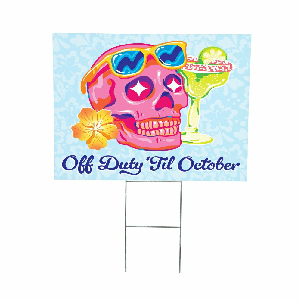 Plow & Hearth Summerween Off Duty Yard Sign, 24"x18"