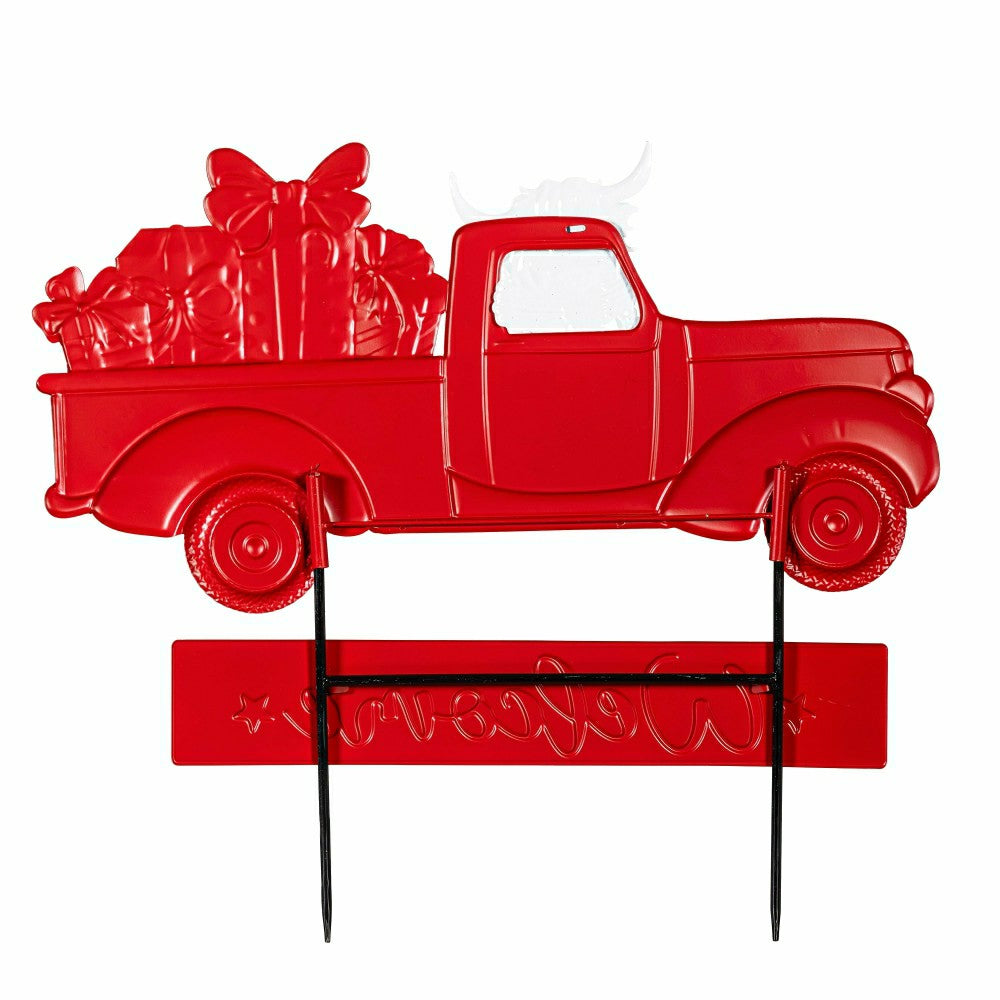 Plow & Hearth Holly Homestead Garden Stake, Metal Garden Stake, Highland Cow, 23"H