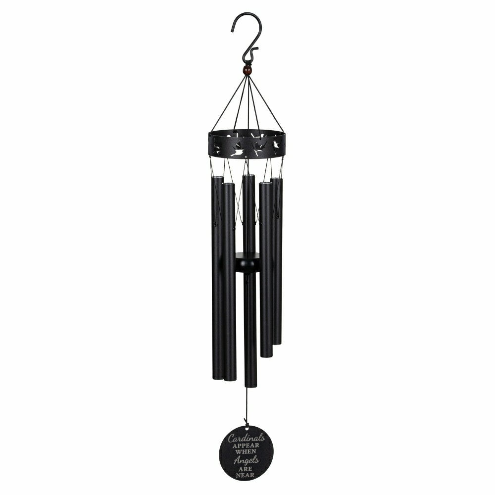 Plow & Hearth Avria Metal Hand-Tuned Wind Chime, "Cardinals Appear When Angels Are N